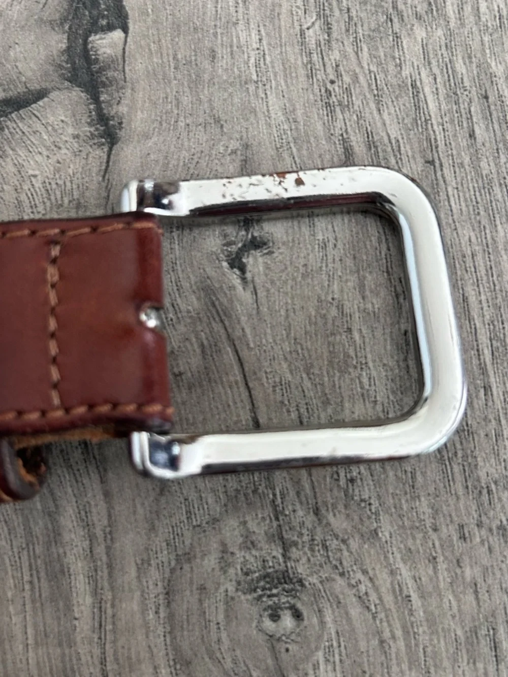 Eddie Bauer Brown Leather Belt Silver Buckle Size 40